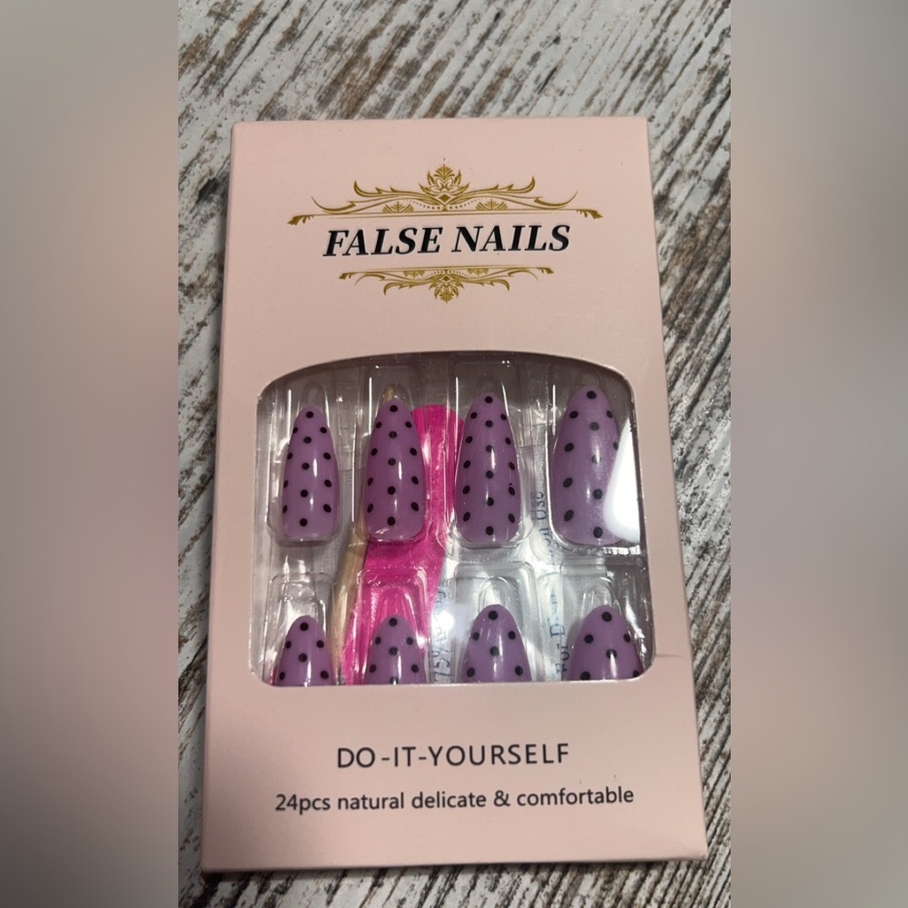 False Nails Purple Polka Dot Press-Ons